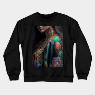 Geisha in floral kimono Crewneck Sweatshirt